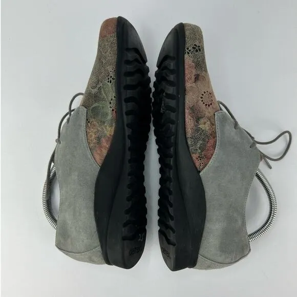 AETREX ERIN Leather Tapestry Floral Lace-Up Oxfords Comfort Shoes 8/39