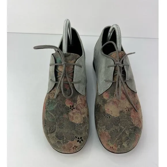 AETREX ERIN Leather Tapestry Floral Lace-Up Oxfords Comfort Shoes 8/39