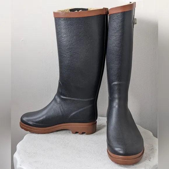 Agile Aiglentine Winter/Rain Boots in Blue Marine/Amber