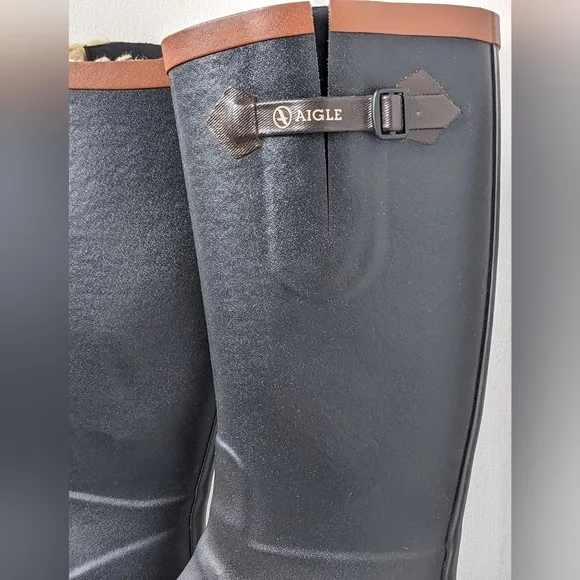 Agile Aiglentine Winter/Rain Boots in Blue Marine/Amber