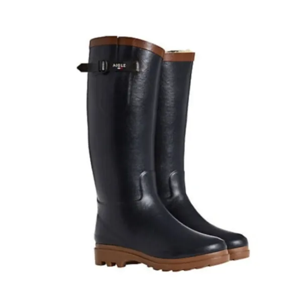 Agile Aiglentine Winter/Rain Boots in Blue Marine/Amber