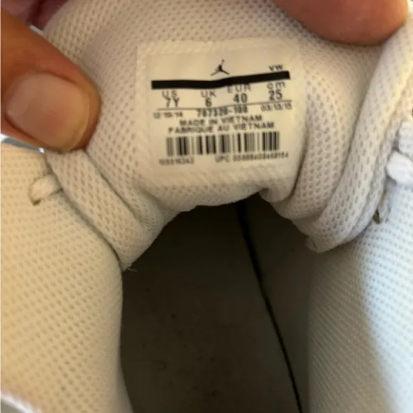 Air Jordan 1 Flight 3 TRIPLE WHITE Sneakers Shoes Size 7Y = 8.5 Women