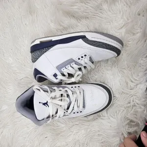 Air Jordan 3 Boys 6.5Y Midnight Navy Blue White Shoes Retro Sneakers Youth