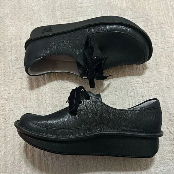 Alegria Dani Black Leather Lace Up Oxford Comfort Shoes Women’s Sz 36