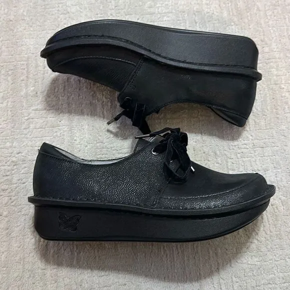 Alegria Dani Black Leather Lace Up Oxford Comfort Shoes Women’s Sz 36