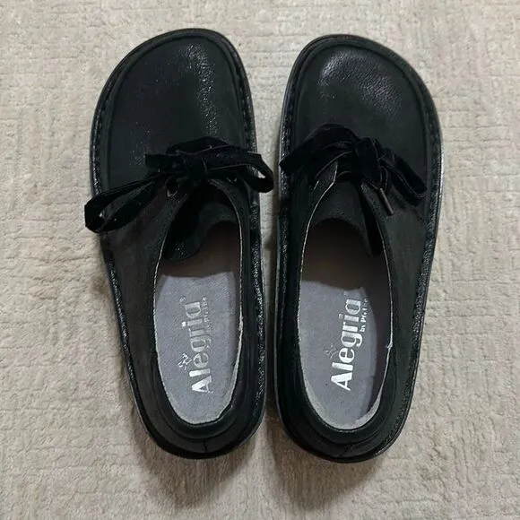 Alegria Dani Black Leather Lace Up Oxford Comfort Shoes Women’s Sz 36