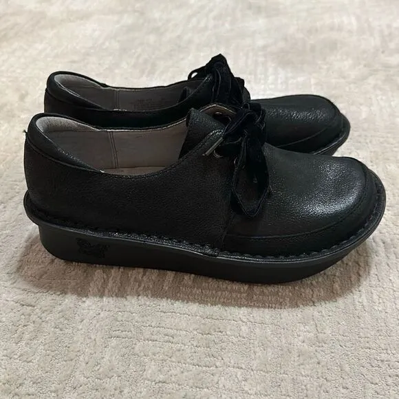 Alegria Dani Black Leather Lace Up Oxford Comfort Shoes Women’s Sz 36