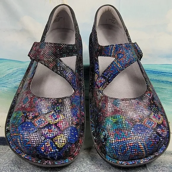 Alegria Digital Floral Mules Slides Clogs Shoes Womens 6.5-7 EU37
