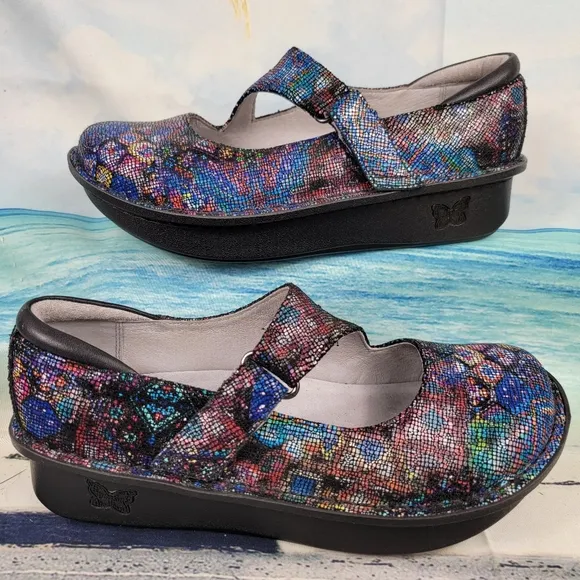 Alegria Digital Floral Mules Slides Clogs Shoes Womens 6.5-7 EU37