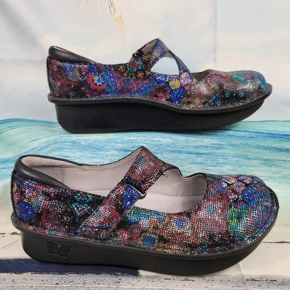 Alegria Digital Floral Mules Slides Clogs Shoes Womens 6.5-7 EU37