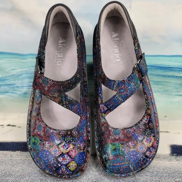 Alegria Digital Floral Mules Slides Clogs Shoes Womens 6.5-7 EU37