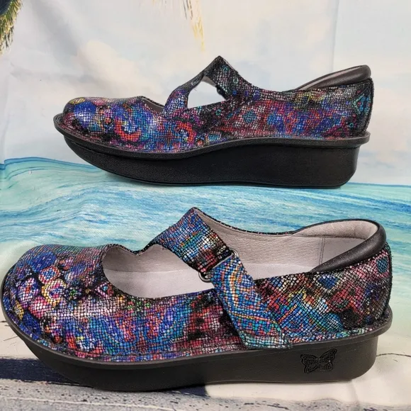 Alegria Digital Floral Mules Slides Clogs Shoes Womens 6.5-7 EU37