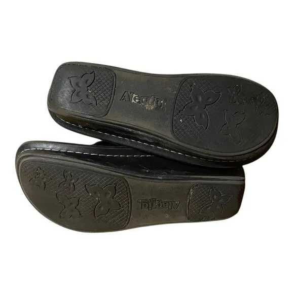 Alegria Womens Paloma Black Embossed Rose Mary Jane Comfort Shoe 39 EU 8.5 US