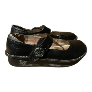 Alegria Womens Paloma Black Embossed Rose Mary Jane Comfort Shoe 39 EU 8.5 US