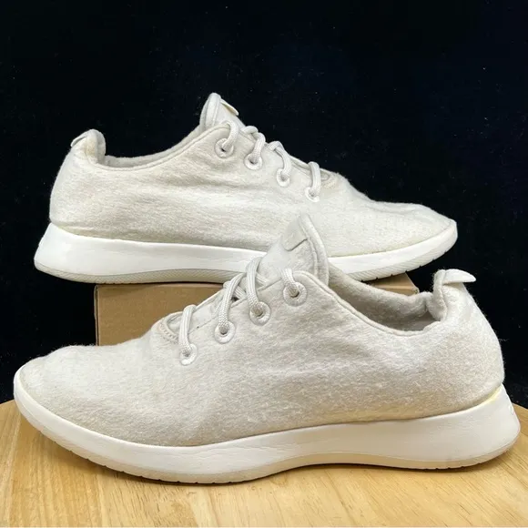 All Birds Mens Wool Runners All White Running Walking Sneakers Shoes Sz 10