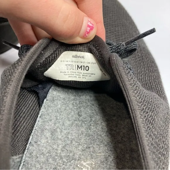 Allbirds Tree Runners dark gray sneakers washable shoes size 10