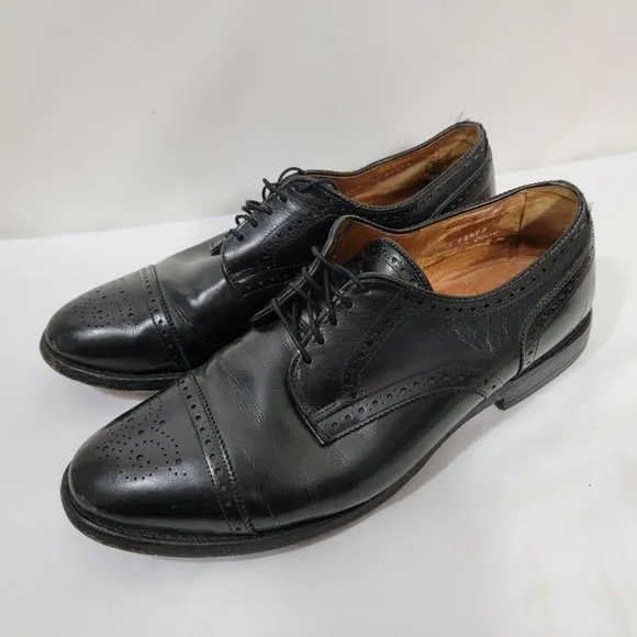 Allen Edmonds Sanford Shoes All Leather 10.5E Black Oxford Made In The USA #33