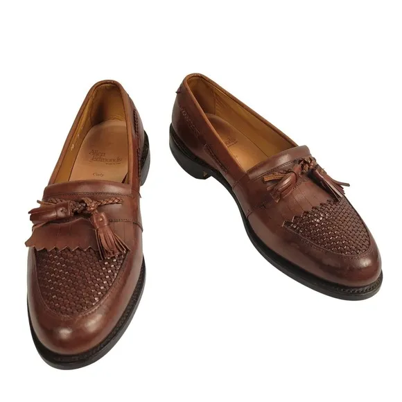 Allen Edmonds Shoes Mens 10 Cody Tassel Loafers Woven Leather Dress Shoes Brown