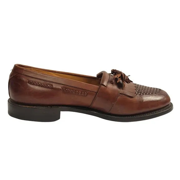 Allen Edmonds Shoes Mens 10 Cody Tassel Loafers Woven Leather Dress Shoes Brown