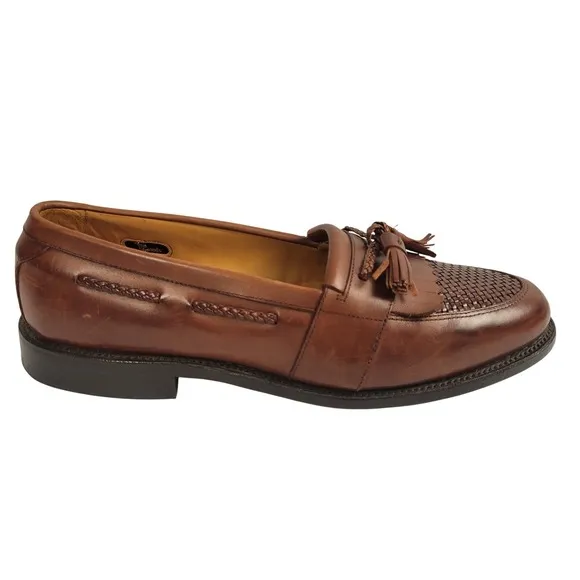 Allen Edmonds Shoes Mens 10 Cody Tassel Loafers Woven Leather Dress Shoes Brown