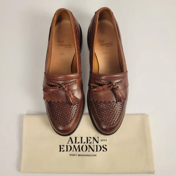 Allen Edmonds Shoes Mens 10 Cody Tassel Loafers Woven Leather Dress Shoes Brown