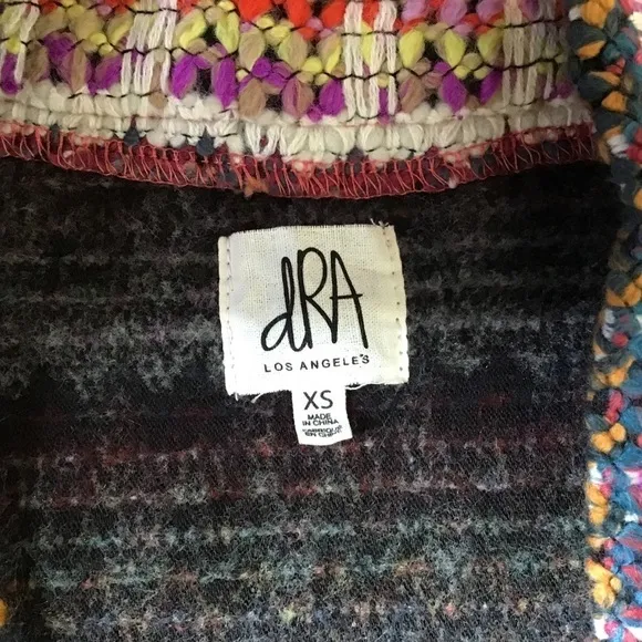 ANTHROPOLOGIE dRA Yoko Jacket Size XS Oversize Fit Boho Open Multicolor