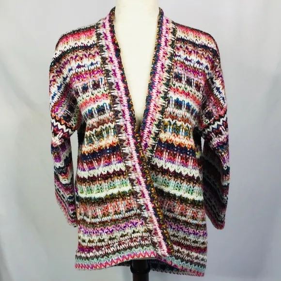 ANTHROPOLOGIE dRA Yoko Jacket Size XS Oversize Fit Boho Open Multicolor