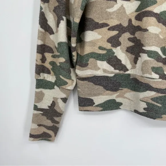 Anthropologie Maeve Laney Camo Mock Neck Sweater Brushed Knit Womens