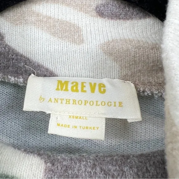 Anthropologie Maeve Laney Camo Mock Neck Sweater Brushed Knit Womens