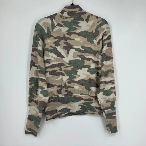 Anthropologie Maeve Laney Camo Mock Neck Sweater Brushed Knit Womens