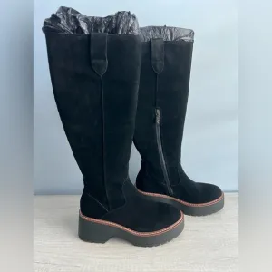 Aqua College Women's Waterproof Gina Platform Black Suede Boots Size 12