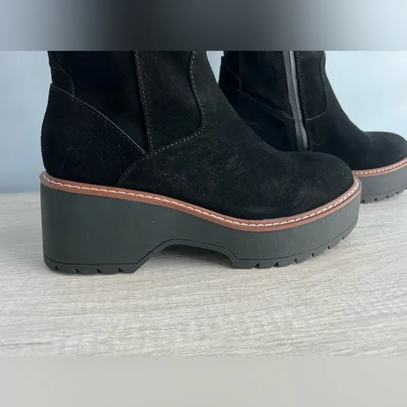 Aqua College Women's Waterproof Gina Platform Black Suede Boots Size 12