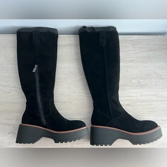 Aqua College Women's Waterproof Gina Platform Black Suede Boots Size 12