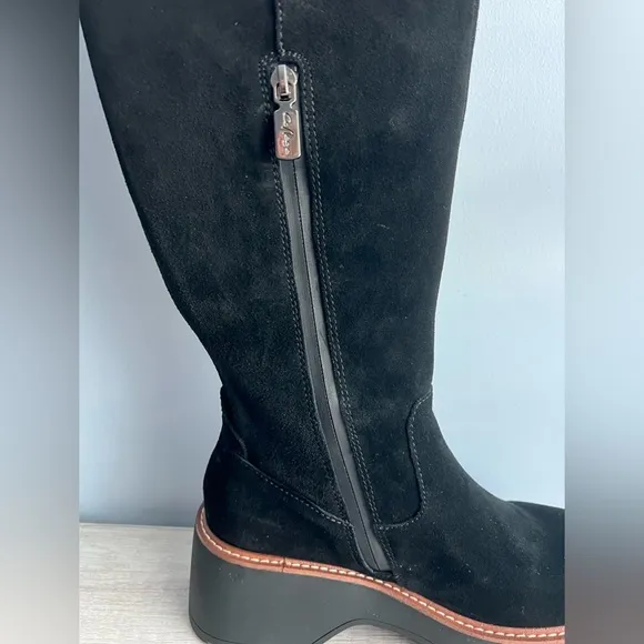Aqua College Women's Waterproof Gina Platform Black Suede Boots Size 12