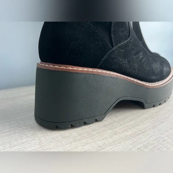Aqua College Women's Waterproof Gina Platform Black Suede Boots Size 12