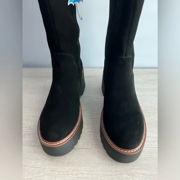 Aqua College Women's Waterproof Gina Platform Black Suede Boots Size 12