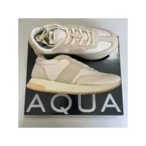 AQUA Womens Ivory 1&quot; Platform Train Wedge Leather Athletic Training Shoes 6 M