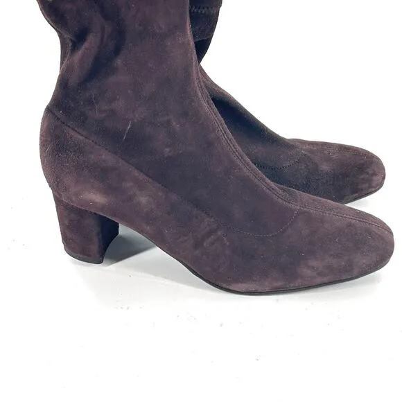 Aquatalia Leonora Suede Boots 9 Chocolate Brown NWOT Ankle Booties Zip Academia