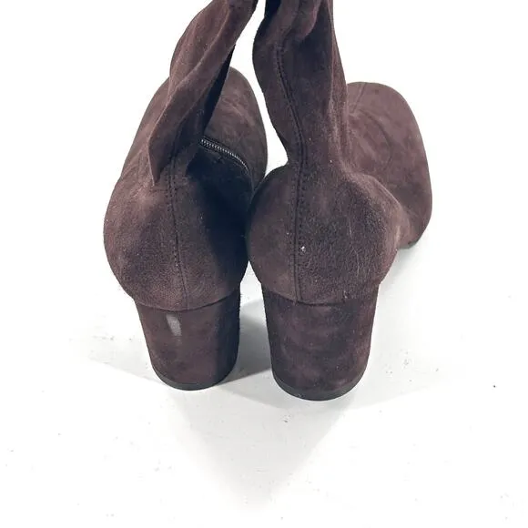 Aquatalia Leonora Suede Boots 9 Chocolate Brown NWOT Ankle Booties Zip Academia