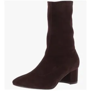 Aquatalia Leonora Suede Boots 9 Chocolate Brown NWOT Ankle Booties Zip Academia