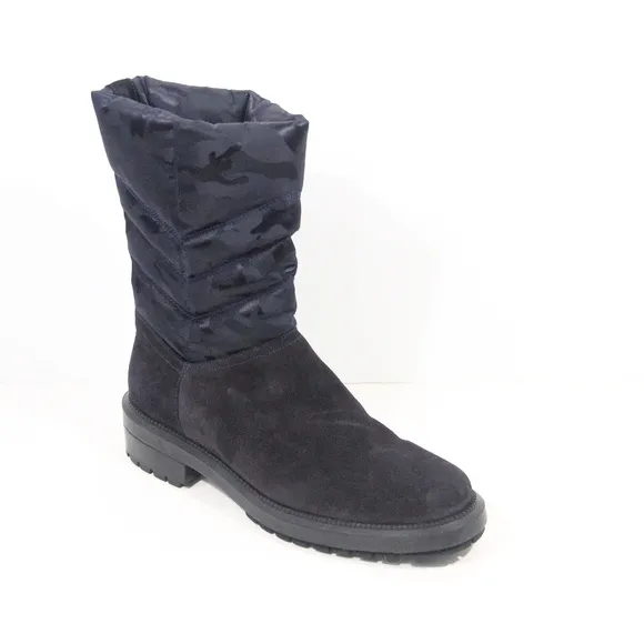 Aquatalia Lori Boots sz 6.5 Women Winter Bootie Quilted Lug Sole made in Italy