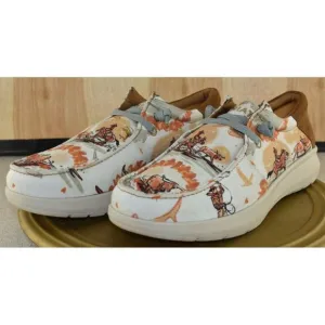Ariat Hilo Western Aloha Men's Shoes Size 10 D Ivory Surfing Longhorn Print