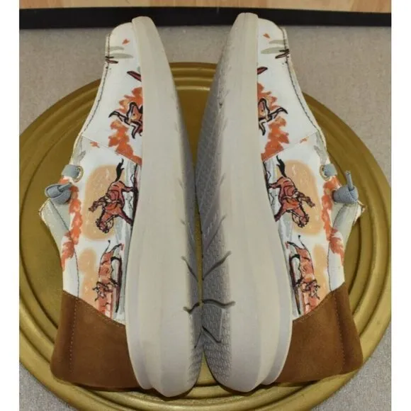 Ariat Hilo Western Aloha Men's Shoes Size 10 D Ivory Surfing Longhorn Print