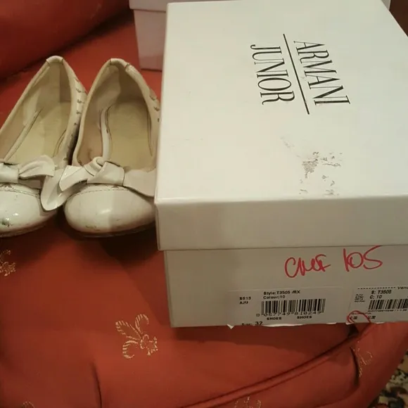 Armani white kids shoes with original box