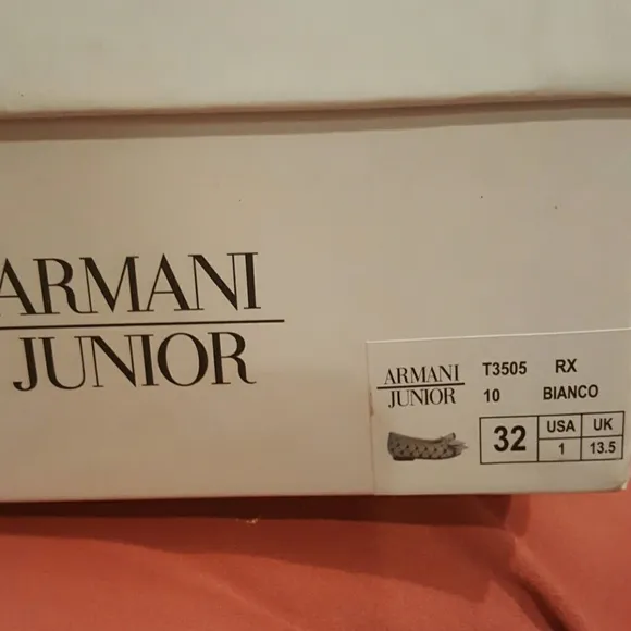 Armani white kids shoes with original box