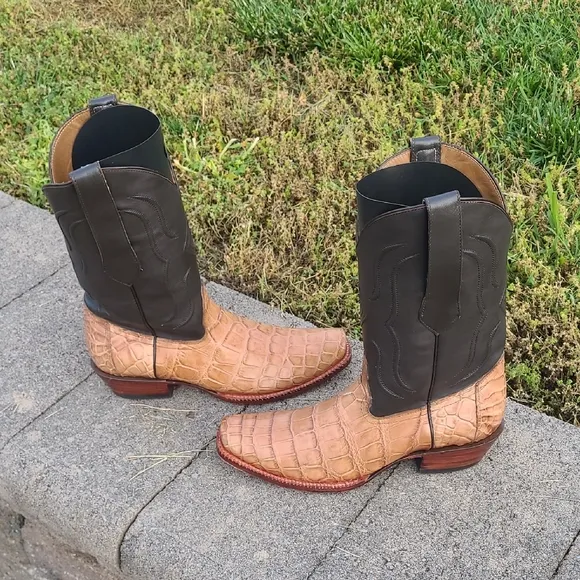 ASC American Alligator Cowboy Boots  Tan  Men’s Size 9D Cutter Toe