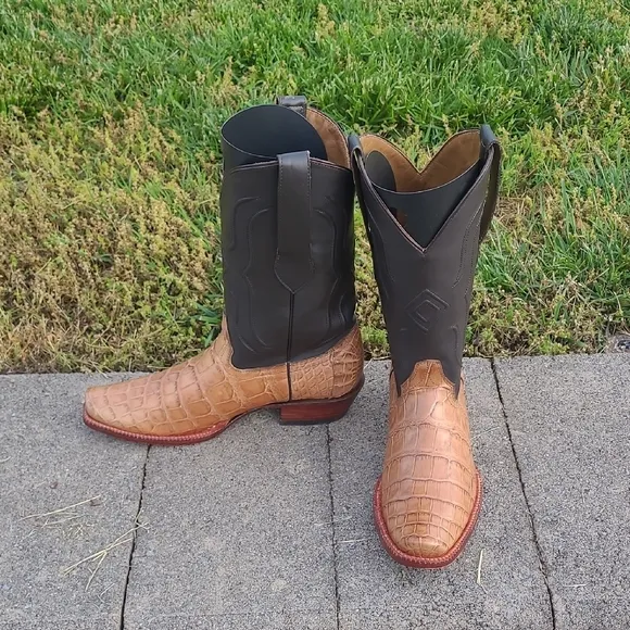 ASC American Alligator Cowboy Boots  Tan  Men’s Size 9D Cutter Toe
