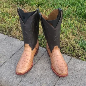 ASC American Alligator Cowboy Boots  Tan  Men’s Size 9D Cutter Toe