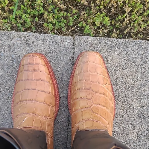 ASC American Alligator Cowboy Boots  Tan  Men’s Size 9D Cutter Toe
