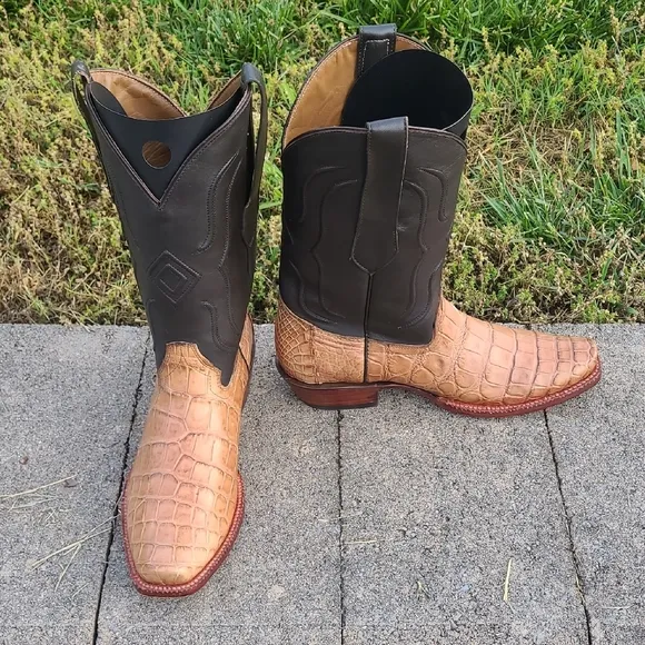 ASC American Alligator Cowboy Boots  Tan  Men’s Size 9D Cutter Toe